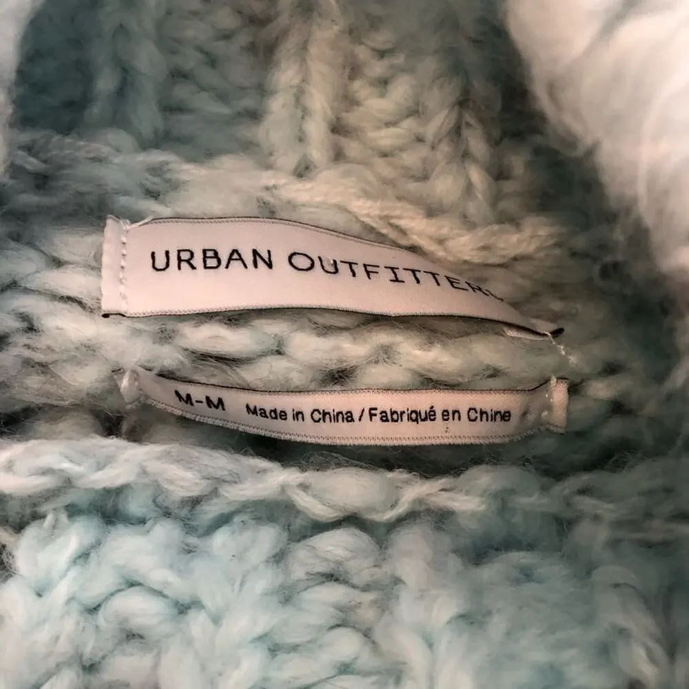 Urban Outfitters light blue semi open knit mock turtleneck sweater size Medium